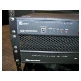 Slide-out AV Rack with Crestron DM 4K Presentation Unit, Professional Amplifier / Amp and Surge-X Surge Eliminator / Power Conditioner