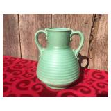 Vintage Nifty Green Rum Rill Pottery Vase #587 - Nice