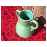 Vintage Nifty Green Rum Rill Pottery Vase #587 - Nice