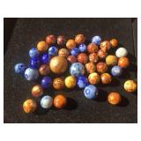 (44) Vintage BENNINGTON - Handmade Clay Marbles .42 to .87