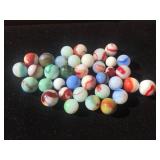 (36) Vintage AKRO AGATE Marbles - Oxblood - Patch - Banded - Swirl - Wisp