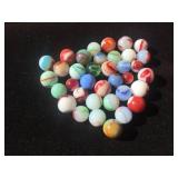 (36) Vintage AKRO AGATE Marbles - Oxblood - Patch - Banded - Swirl - Wisp