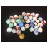 (36) Vintage AKRO AGATE Marbles - Oxblood - Patch - Banded - Swirl - Wisp