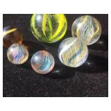 Vintage German - Handmade "Swirl" Marbles 1.14 - .91 - .63 - .59 - .55