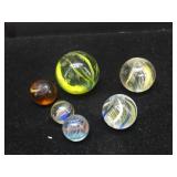 Vintage German - Handmade "Swirl" Marbles 1.14 - .91 - .63 - .59 - .55