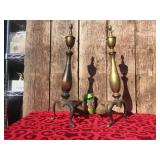 Pair Vintage Brass Fireplace ANDIRONS - 19"