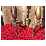 Pair Vintage Brass Fireplace ANDIRONS - 19"