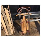 2 Classic Wooden Snow Sleds Including AUTO-WHEEL COASTER CO #42