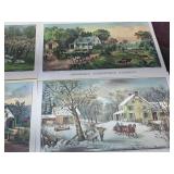 Vintage CURRIER + IVES - 4 Seasons Print Set