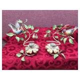 Vintage Pair TOLEWARE? Italian Metal Candle Holders