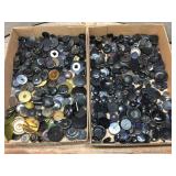 Large Group Old BUTTONS - Bakelite - Metal - Wooden - Leather