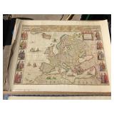 2 Reproduction Maps of Old World - Holy Land/Europa