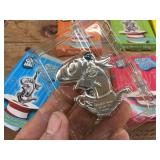 Set of 6 - CAT IN THE HAT - Silver Plated Ornaments