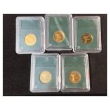 (5) Sacagawea Slabbed Dollar Coins - DCAM Proof 70 - 2000/2003