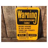 Metal - WARNING Underground Cable - Sign 12" x 18"