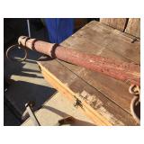 Antique HAY KNIFE + 48" Wooden Spreader