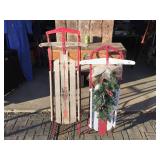 (2) Vintage Wood/Metal Runner Sleds - Flexible Flyer