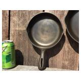 Vintage Unmarked WAGNER #3 + #5 Cast Iron Skillets - Refurbished!