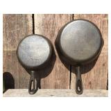 Vintage Unmarked WAGNER #3 + #5 Cast Iron Skillets - Refurbished!