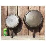 (2) Vintage LODGE 8 + 10 Cast Iron 3-Notch Skillets - Refurbished!