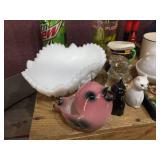 Vintage Group Collectable - Glass - Ceramic - Figures - Hen on Nest - Candy Jars