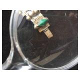 Vintage Mexico STERLING - Link Bracelet - Green Onyx/Ether/Jade?