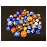 Vintage Variety (42) BENNINGTON - Handmade Clay Marbles .40 - .85