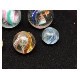 (6) Vintage GERMAN - Handmade Swirl Marbles