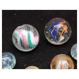 (6) Vintage GERMAN - Handmade Swirl Marbles
