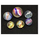 (6) Vintage GERMAN - Handmade Swirl Marbles