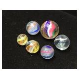 (6) Vintage GERMAN - Handmade Swirl Marbles
