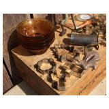 Vintage Kitchen - Cookie Cutters - Amber Bowl - Universal #2 Grinder, Pyrex