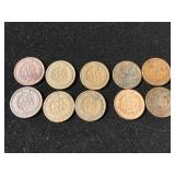 (10) Indian Head Pennies 1897-1902