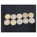 (10) Indian Head Pennies 1895-1906