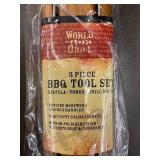 World Grill 3 Piece BBQ Tool Set - Spatula, Tongs & Grill Brush