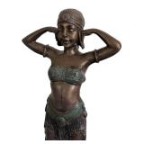 LR - Antique Bronze Art Deco Belly Dancer Sculpture