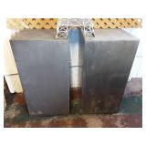 Pair of metal plant stands, metal Eifel tower statue, and 2 plastic lattice pieces