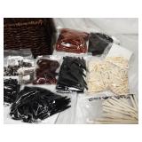 Large lot of wood beads with basket