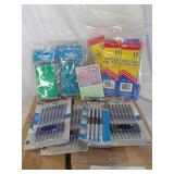 Assorted lot of pens, pencils, notepads, blackboard chalk and sidewalk chalk