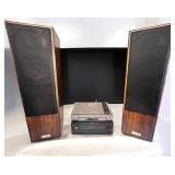 Vintage Jensen tower speakers with Sony av receiver and dvd player