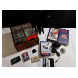 Vintage storage with cassette tapes empty Steve miller band case and more