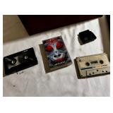 Vintage storage with cassette tapes empty Steve miller band case and more