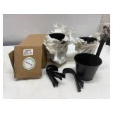 Set of 9 Metal Bucket Planters for Railings or Fences-