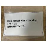 Lot of 40- Hex Flange Locking Nuts- 1/4 - 20