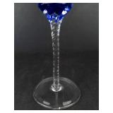 Air-Twist Clear Glass Taper Candle Holders (Pair) & Romanian Hand-Blown Cobalt Blue Candle Holder