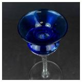 Air-Twist Clear Glass Taper Candle Holders (Pair) & Romanian Hand-Blown Cobalt Blue Candle Holder