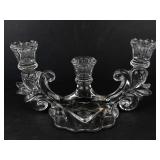 Fostoria Clear Glass Triple Candelabra Candlestick Holder