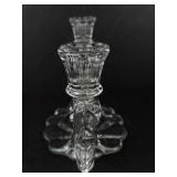 Fostoria Clear Glass Triple Candelabra Candlestick Holder