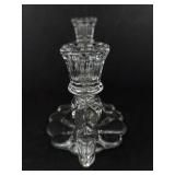 Fostoria Clear Glass Triple Candelabra Candlestick Holder