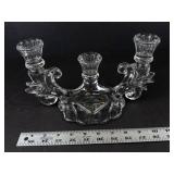 Fostoria Clear Glass Triple Candelabra Candlestick Holder